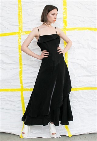 VINTAGE BLACK GOTHIC PROM MAXI DRESS