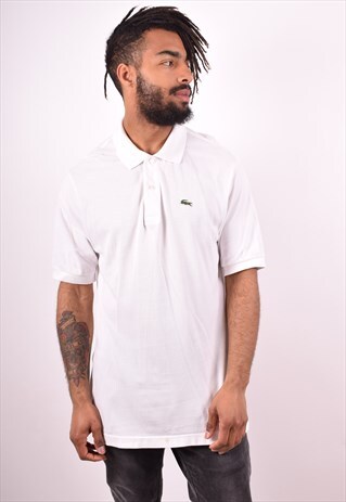 LACOSTE MENS VINTAGE POLO SHIRT LARGE WHITE 90S