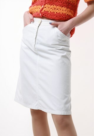 80S VINTAGE BENETTON HIGH WAISTED WHITE PENCIL SKIRT 1562