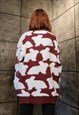 FLUFFY SWEATER KNIT RABBIT JUMPER DISTRESSED PUNK TOP BROWN