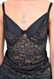 VINTAGE 2000S VEST TOP IN BLACK LACE WITH STRUCTURE BRA