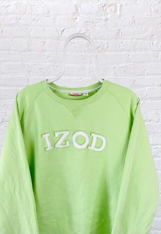 VINTAGE IZOD SWEATSHIRT SPELL OUT GREEN XL