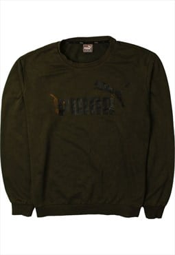 Vintage 90's Puma Sweatshirt Long Sleeves Crew Neck Khaki