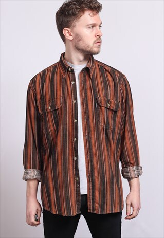VINTAGE CORDUROY CORD STRIPED SHIRT