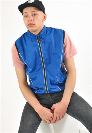 Vintage 90's blue windbreaker vest 