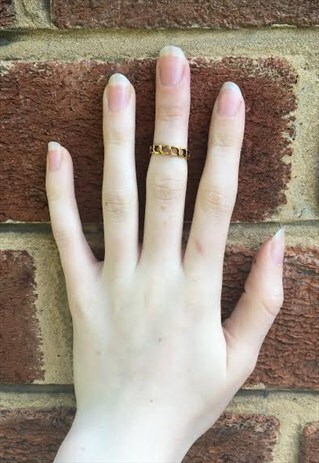WOMENS BOHO GOLD COLOURED CHAIN PATTERN MIDI RING