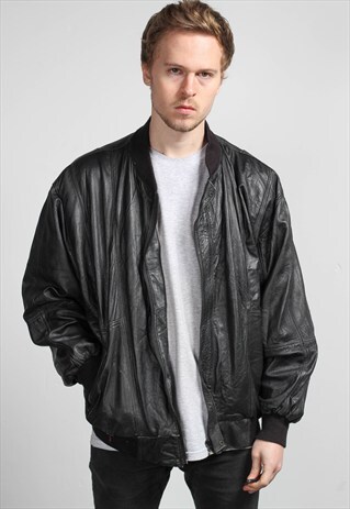VINTAGE LEATHER BOMBER JACKET