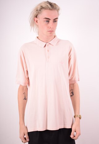 TRUSSARDI MENS VINTAGE POLO SHIRT LARGE PINK 90S