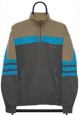 Vintage Fila Grey Quarter Zip Sweatshirt Womens