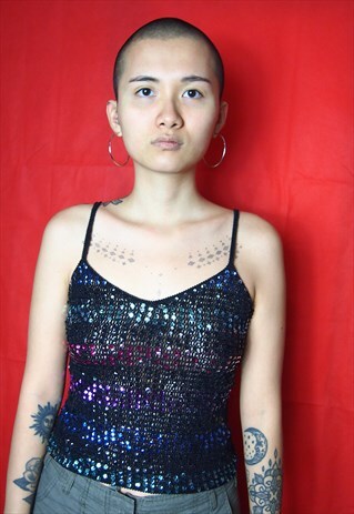 BLACK CROCHET SEQUENCES TOP