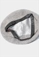 RETRO WOOL BERET HAT WOMEN'S VINTAGE FRENCH CAP GREY BOHO