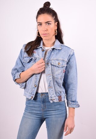 CASUCCI WOMENS VINTAGE DENIM JACKET SMALL BLUE 90'S