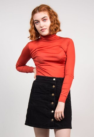 VINTAGE 70'S BURNT ORANGE ROLL NECK TOP