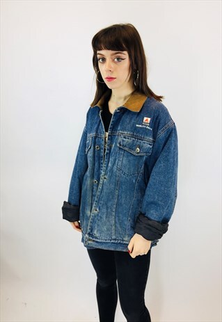 VINTAGE OVERSIZED FLEECE LINED DENIM JACKET
