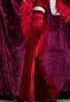 Red velvet elasticated flared trousers