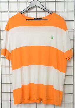 Vintage 90s Polo Ralph Lauren T-shirt Striped Logo Size XL 