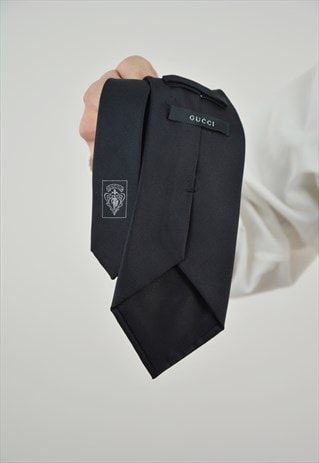 RARE VINTAGE GUCCI TIE PLAIN BLACK
