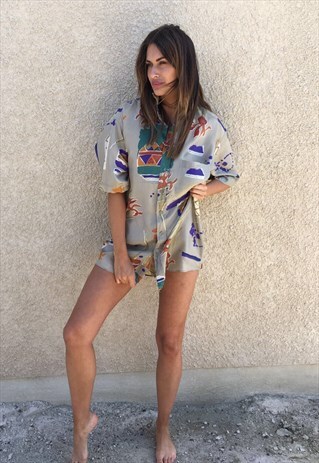 PATTERNED OVERSIZED RETRO VINTAGE UNISEX FESTIVAL SHIRT