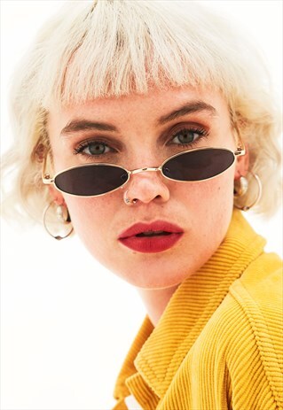 REEVES - BLACK AND GOLD SUPER SKINNY FRAME SUNGLASSES