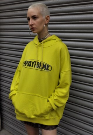 LOOSE FIT OVERSIZE PRAY FOR ME EMBROIDERED SLOGAN HOODIE TOP