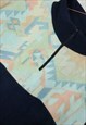 VINTAGE RETRO ABSTRACT PRINT FLUFFY TEDDY BEAR FLEECE JACKET