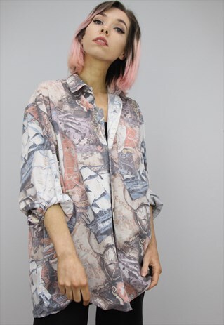 VINTAGE 80S/90S OVERSIZED PATTERNED SHIRT