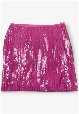 Vintage sequin pencil skirt hot pink small BV16677