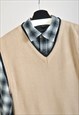 VINTAGE 0S V NECK VEST IN BEIGE