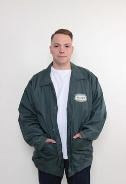90s oversized coach jacket, vintage green sport wear jacket