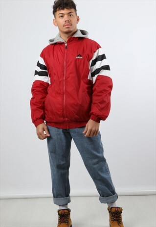 VINTAGE ADIDAS RED LARGE LIGHTWEIGHT JACKET