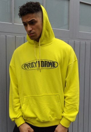 LOOSE FIT OVERSIZE TOP PRAY SLOGAN DROP SHOULDER HOODIE