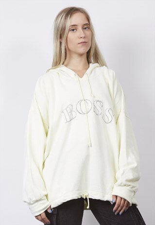VINTAGE 80'S HUGO BOSS PASTEL YELLOW HOODIE