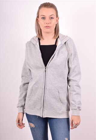 CHAMPION WOMENS VINTAGE HOODIE JACKET LARGE GREY 90S