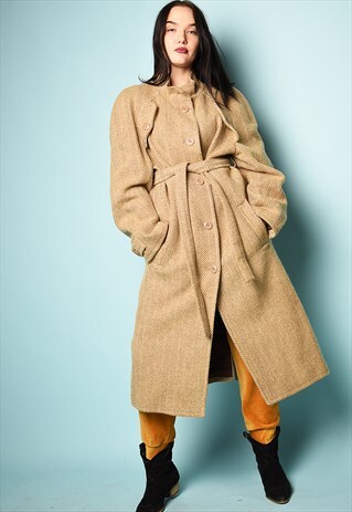 VINTAGE 70'S RETRO NEUTRAL WINTER JAZZY WOOLLEN COAT