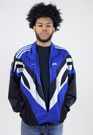 VINTAGE 90S ADIDAS BLUE/BLACK/WHITE SPORTS JACKET
