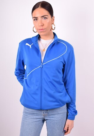 PUMA WOMENS VINTAGE TRACKSUIT TOP JACKET MEDIUM BLUE 90'S