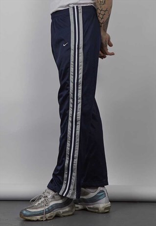 VINTAGE 90'S NIKE TAPED NAVY BLUE MESH JOGGERS