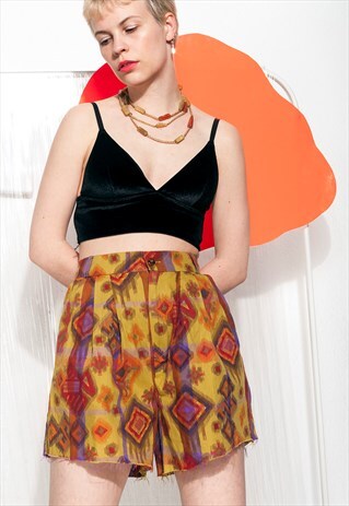 VINTAGE SHORTS 90S REWORKED CROPPED FRAYED WIDE-LEG CULOTTES