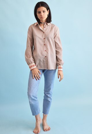 90'S GOES 70'S RETRO FESTIVAL MOD PRINT OVERSIZED SHIRT TOP