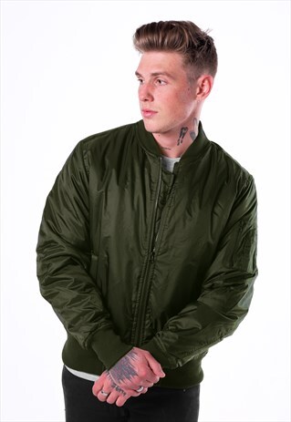 ESSENTIAL LIGHTWEIGHT BOMBER JACKET - KHAKI OLIVE GREEN