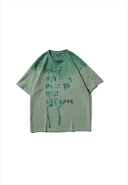 Ombre t-shirt Y2K tee tie-dye skater retro top in green