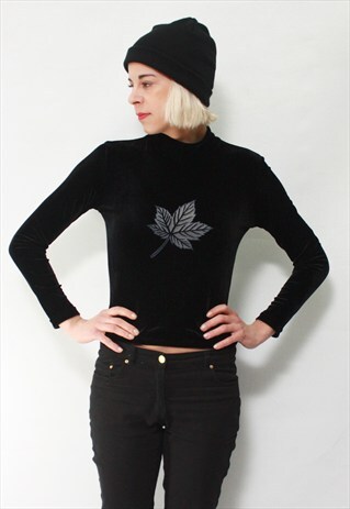 VINTAGE 90' AMAZING COOL SHORT VELOUR TOP WITH LONG SLEEVES