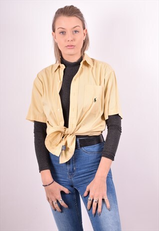 RALPH LAUREN WOMENS VINTAGE SHIRT MEDIUM YELLOW 90S