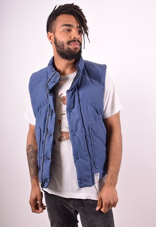 ADIDAS MENS VINTAGE REVERSIBLE GILET MEDIUM BLUE 90S