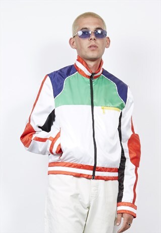VINTAGE 90'S COLOUR BLOCK FORMULA 1-STYLE BIKER JACKET