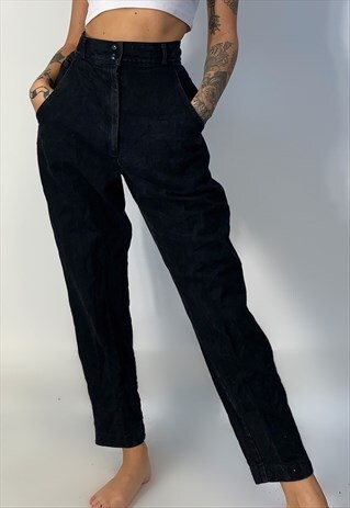 HIGH WAIST BALLOON MOM STYLE BLACK DENIM JEANS