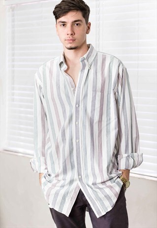 VINTAGE REGATTA STRIPED SHIRT LOGO 90S XL 12.5