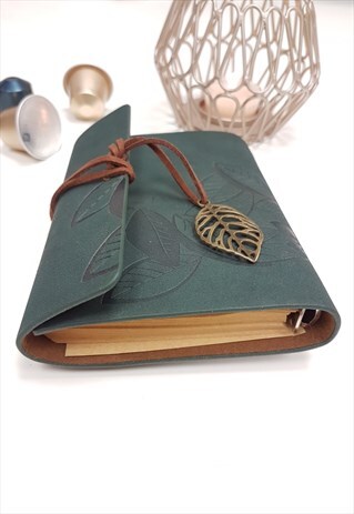 DARK GREEN VINTAGE SUEDE LEAF INSPIRED NOTEPAD