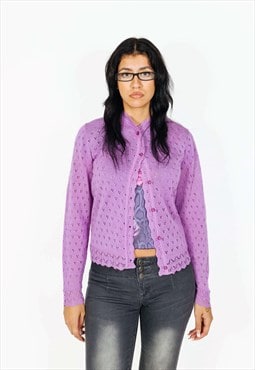 Vintage 90s Coquette Hand Made Crochet Cardigan