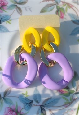 Candy Craze - Bubblegum Drop Earrings Purple Yellow